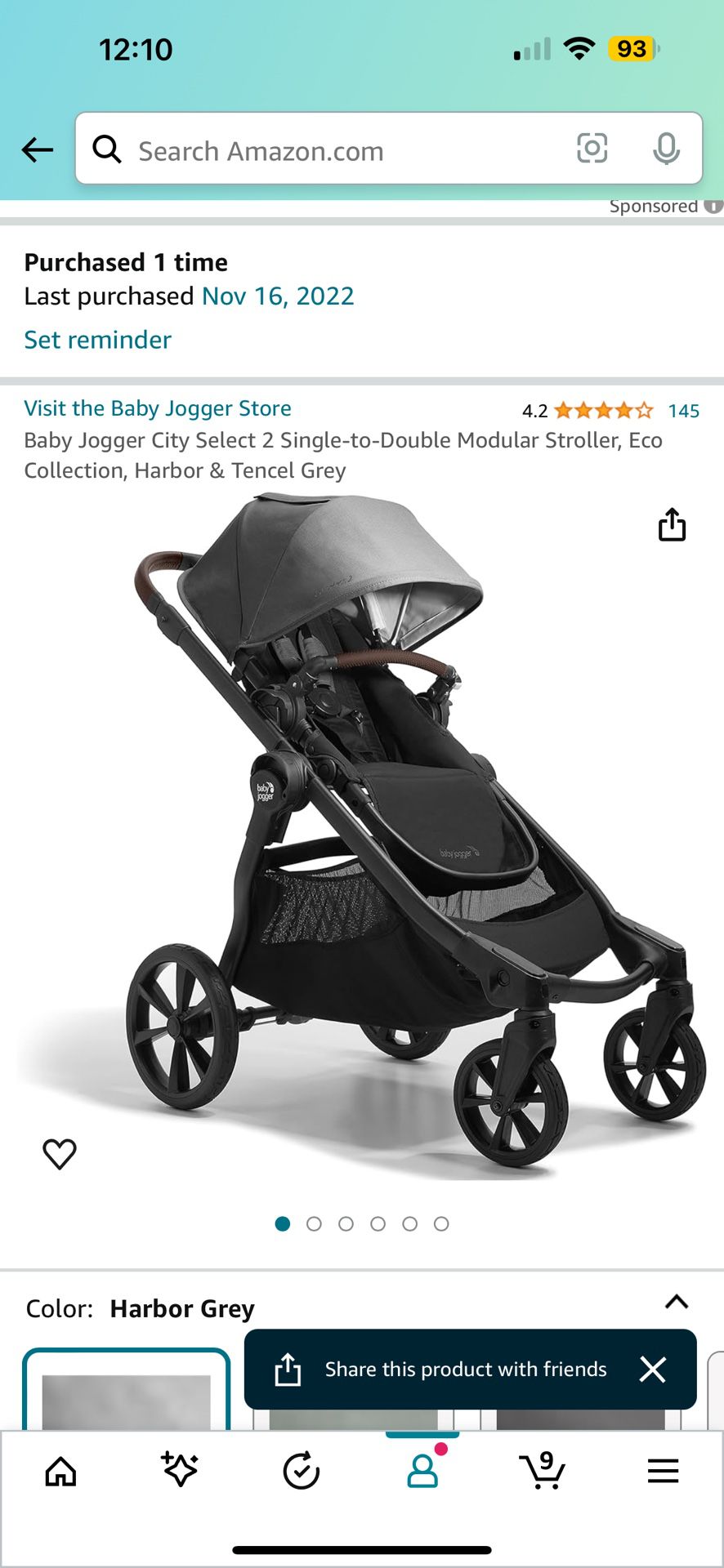 Baby Jogger City Select 2 Single To Double Stroller Harbor Grey