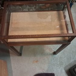 Wood And Glass Display Table