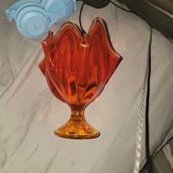 Vintage 1960's Mid Century Viking Epic 6 Petal Persimmon Handkerchief Vase