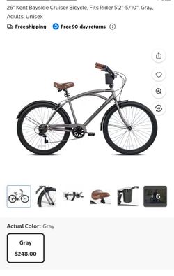 26"Bayside cruise bicycle fits riders 5'2"-5/2"gray adults