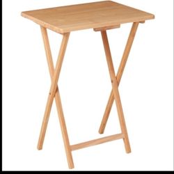 Set of 2 Mainstays Rubberwood Folding TV Tray Table, Natural