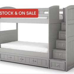 Gray Bunk Bed Full Bottom Twin Top. Stairs Have Drawers Only. Gently Used. 