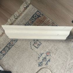 Off White Wood Floating Shelf With Detail