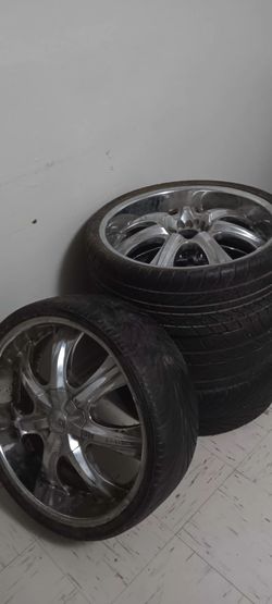 Set of 4 Chrome Rims with Tires