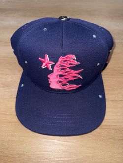 Hellstar Rhinestone Navy Blue/Pink Fitted Hat (Size 7 1/4)