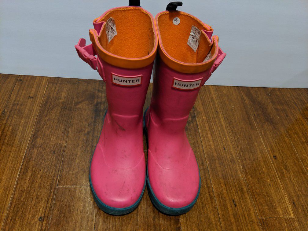 US kid size 11-12, Pink Hunter Rain Boots