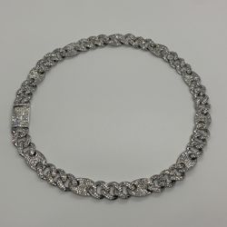 14k White Gold Plated Iced Figaro Cuban Link Chains 13mm 18” 20” Iced out Premium Choker Necklace Box Clasp