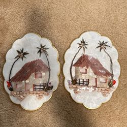 Seashell Artwork Decor - Pair - Beach Huts