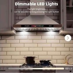 New 36” 900CFM Wall Mount Range Hood Silver Gesture/Touch Control Exhaust Fan Ducted/Ductless Stove