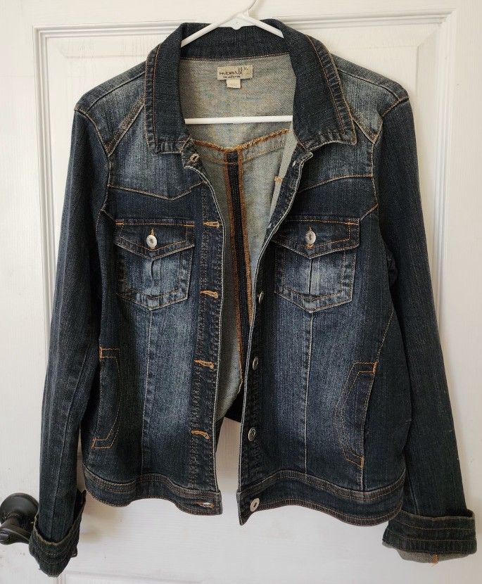 One World Womens Denim Jean Jacket XL