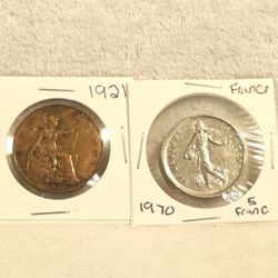 #323 Lot Of 2 Foreign Coins 