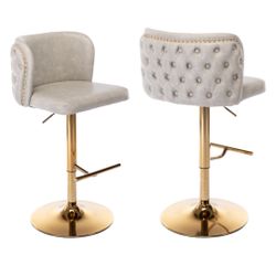 Cream velvet bar stools