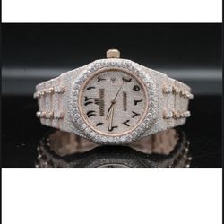 AP rose gold diamond watch with Arabic dial