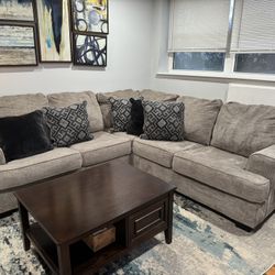 Living room set for sale – sofa, coffee table, end table, TV stand – moving sale