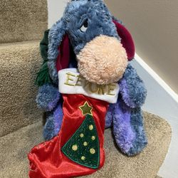 Eeyore Christmas Plush Disney Store Stuffed Animal Toy 2001 Stocking Scarf 12" 