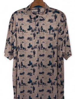 Grunk Dolfer Men's Western Cactus Graphic Print Short Sleeve Polo Shirt Size L