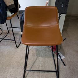 4 Brown Leather Stools Set Of 4 $100 OBO