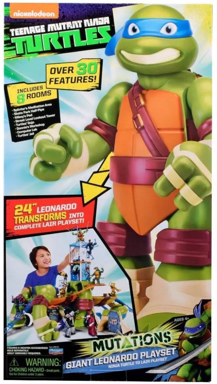 Teenage Mutant Ninja Turtles Giant Leonardo 24" Inch Playset +TMNT Jumbo Coloring & Activity Book!