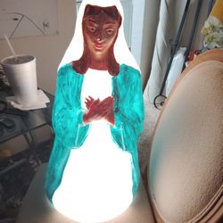 Vintage General Foam Plastics 27" Virgin Mary Nativity Blow Mold Christmas Yard READ