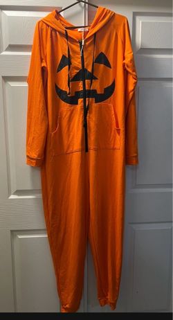 Adult Halloween Pumpkin Jumpsuit Sleepwear/Costume (New)