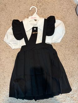 Little girls Suspenders black dress