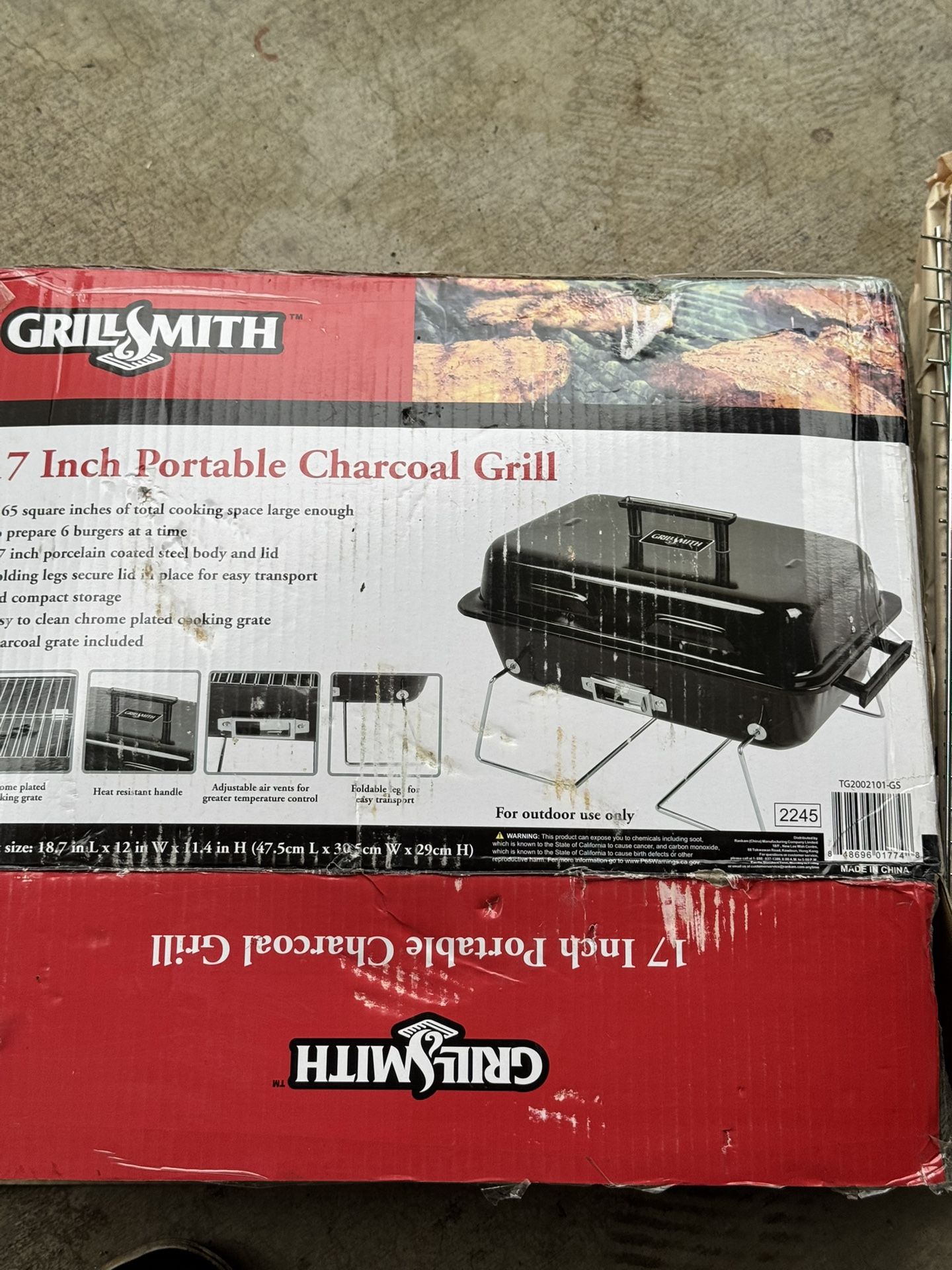 17" Portable Charcoal Grill Outdoor Picnic Tabletop BBQ Cooker