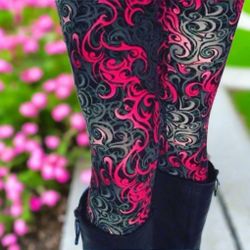 NEW Womens Pink Paisley Leggings Soft As Lularoe OS