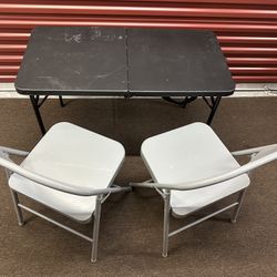 SMALL PLASTIC BLACK TABLE 2 CHAIRS 