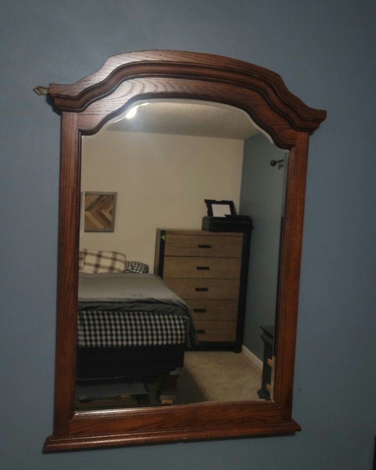 Grand Vintage Beveled Mirror - Ornate Wood Frame - Statement Piece