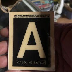 Gasoline Ration Tag Fleetline Chevy Accessorie