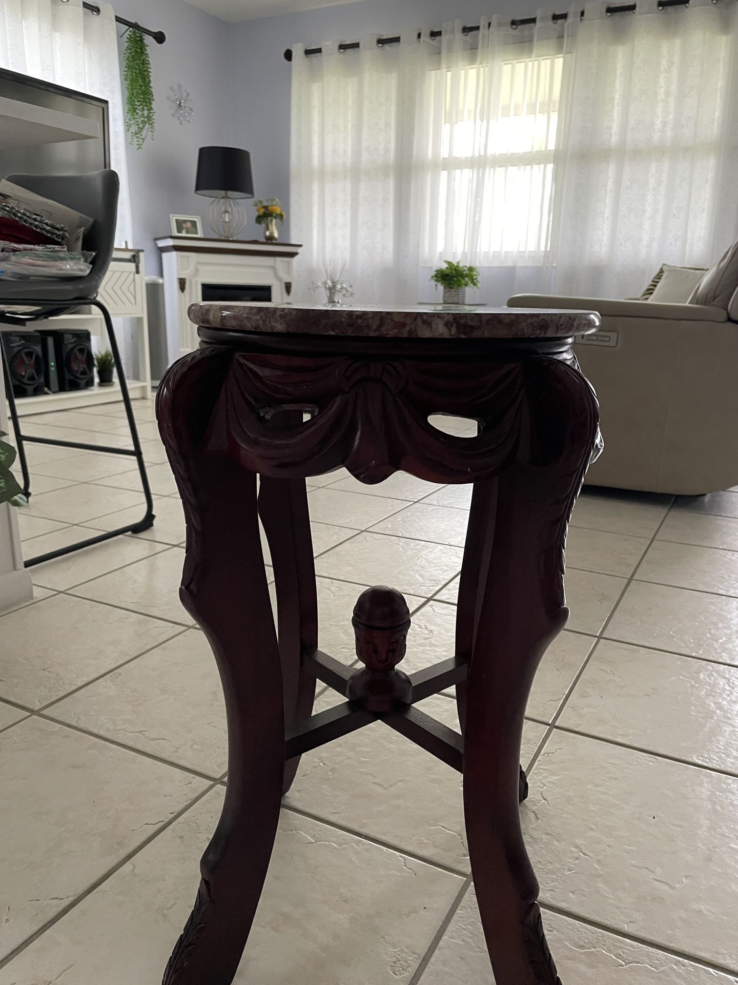 Lamp Stool Or For What Ever You Desire 24X13 3/4 Round And the Top is Granite 