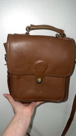 Vintage Brown Coach Turn Lock Top Handle Satchel w/Detachable Crossbody Strap