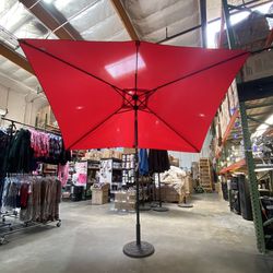 NEW 10 x 6.5 FT Rectangular Umbrella with Solar Lights - Available in Red or Beige Colors