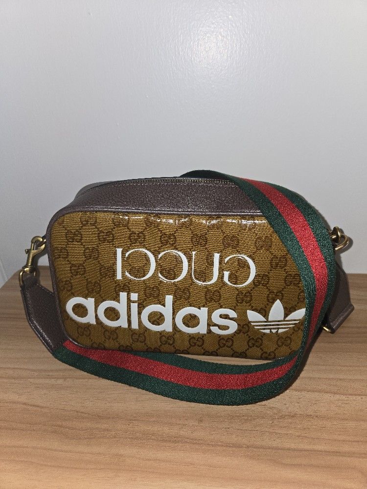 Gucci X Adidas Brown GG Coated Canvas Bag 