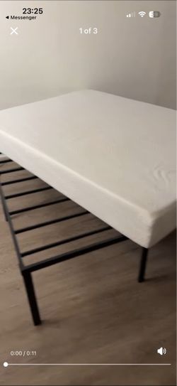Like new full sized bed frame and memory foam mattress set