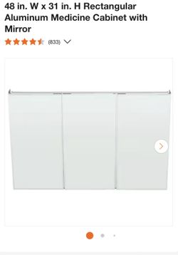 Pegasus 48 in. W x 31 in. H Rectangular Aluminum Medicine Cabinet with Mirror, Silver