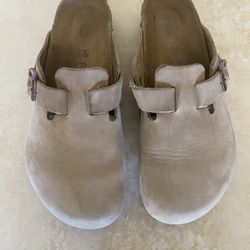 Birkenstock Boston Taupe Tan Clogs Slides Shoes 40