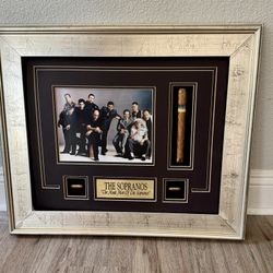 SOPRANOS PHOTO AND REPLICA MEMORABILIA WITH FRAME. 