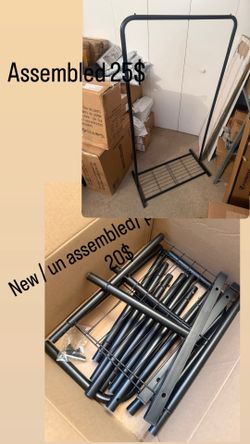 Clothes Rack with Wheels, Clothing Rack for Hanging Clothes, 25.4 mm Metal Garment Rack with Dense Mesh Storage Shelf, 110 lb Load Capacity,   New / u