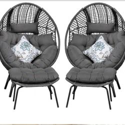 Lounge Egg Chairs with Ottoman