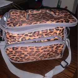 Leopard Print And Gray Lunch Bag