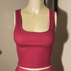 SKIMS Size Large Cotton Rib Tank Raspberry Pink Ribbed Tank top limited edition