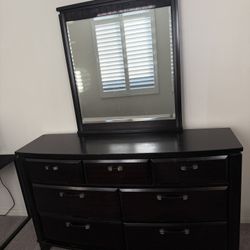 Twin Bed Frame Mattress and dresser with mirror