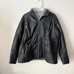 (PENDING) Royalty Women Faux Leather Fur Jacket With Removable Hood Size 2X