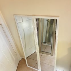 Two White Full Length Mirrors