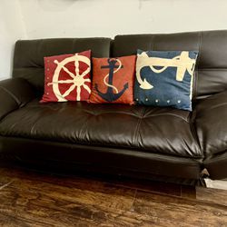 Black Leather Couch Futon 
