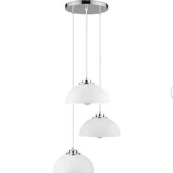 Tribeca 3-Light Chrome and White Cascading Pendant Light