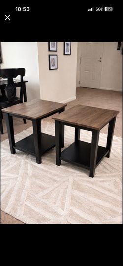 Set of 2 Modern End Tables with Storage Shelf