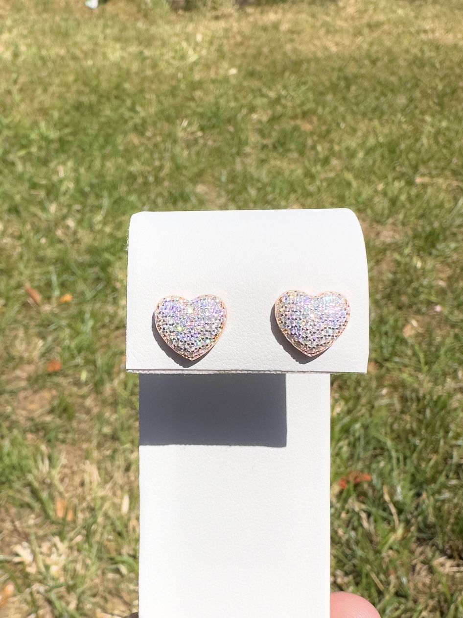 Rose Gold Moissanite Heart Earrings