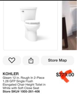 KOHLER Gleam 12 in. Rough In 2-Piece 1.28 GFP Single Flush Elongated Chair Height Toilet in White with Soft Close Seat